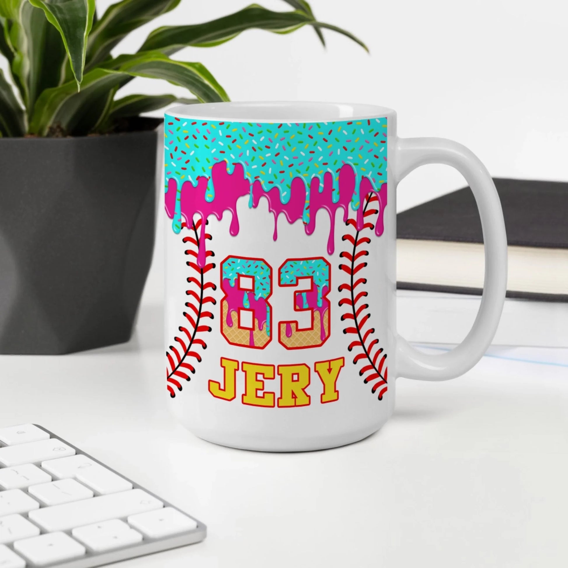 Personalized Baseball Drip Coffee Mug – Custom Ice Cream Drip Baseball Cup-Jery