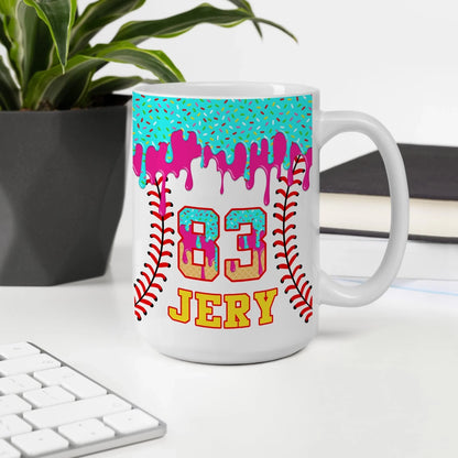 Personalized Baseball Drip Coffee Mug – Custom Ice Cream Drip Baseball Cup-Jery