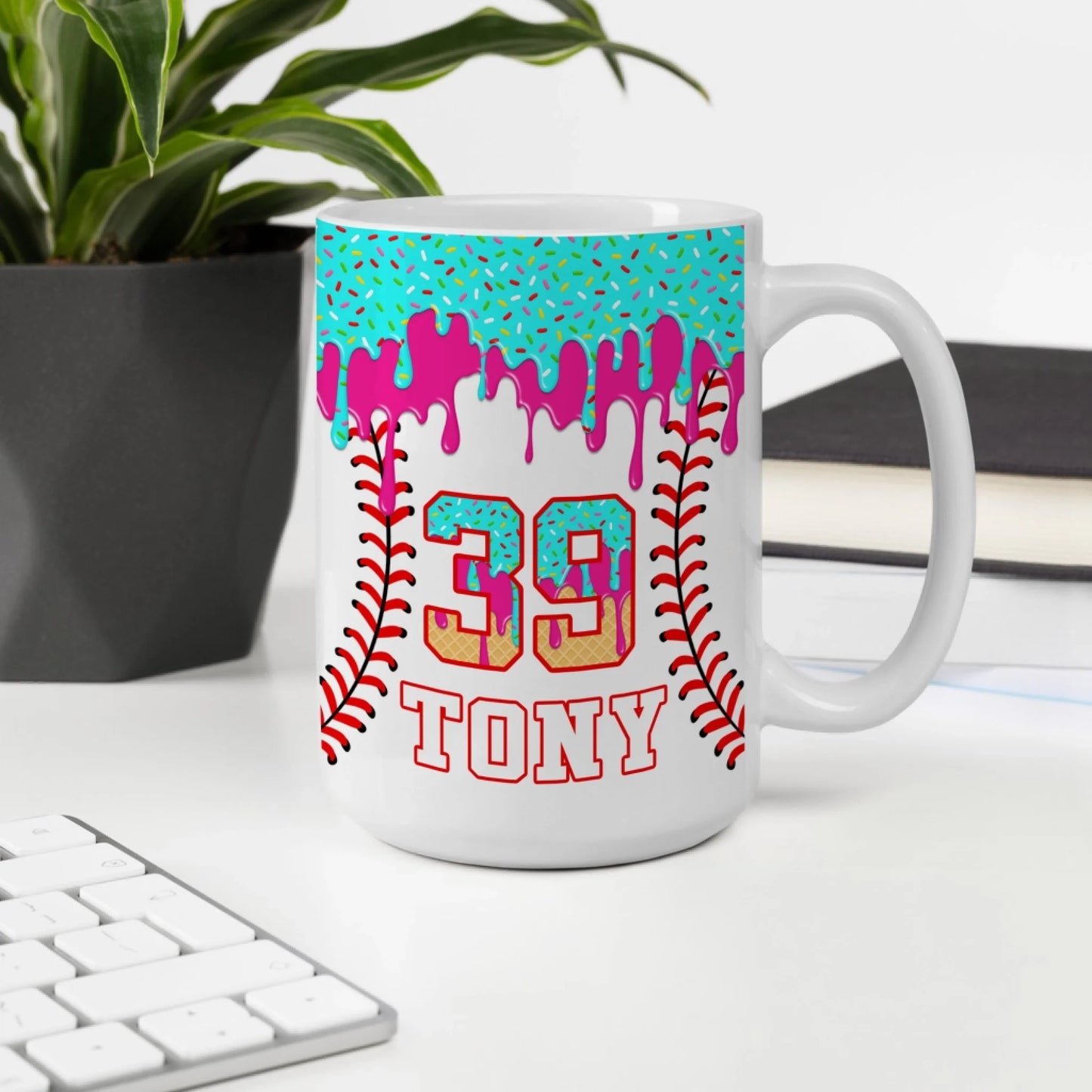 Personalized Baseball Drip Coffee Mug – Custom Ice Cream Drip Baseball Cup-Tony