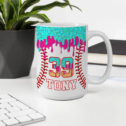 Personalized Baseball Drip Coffee Mug – Custom Ice Cream Drip Baseball Cup-Tony