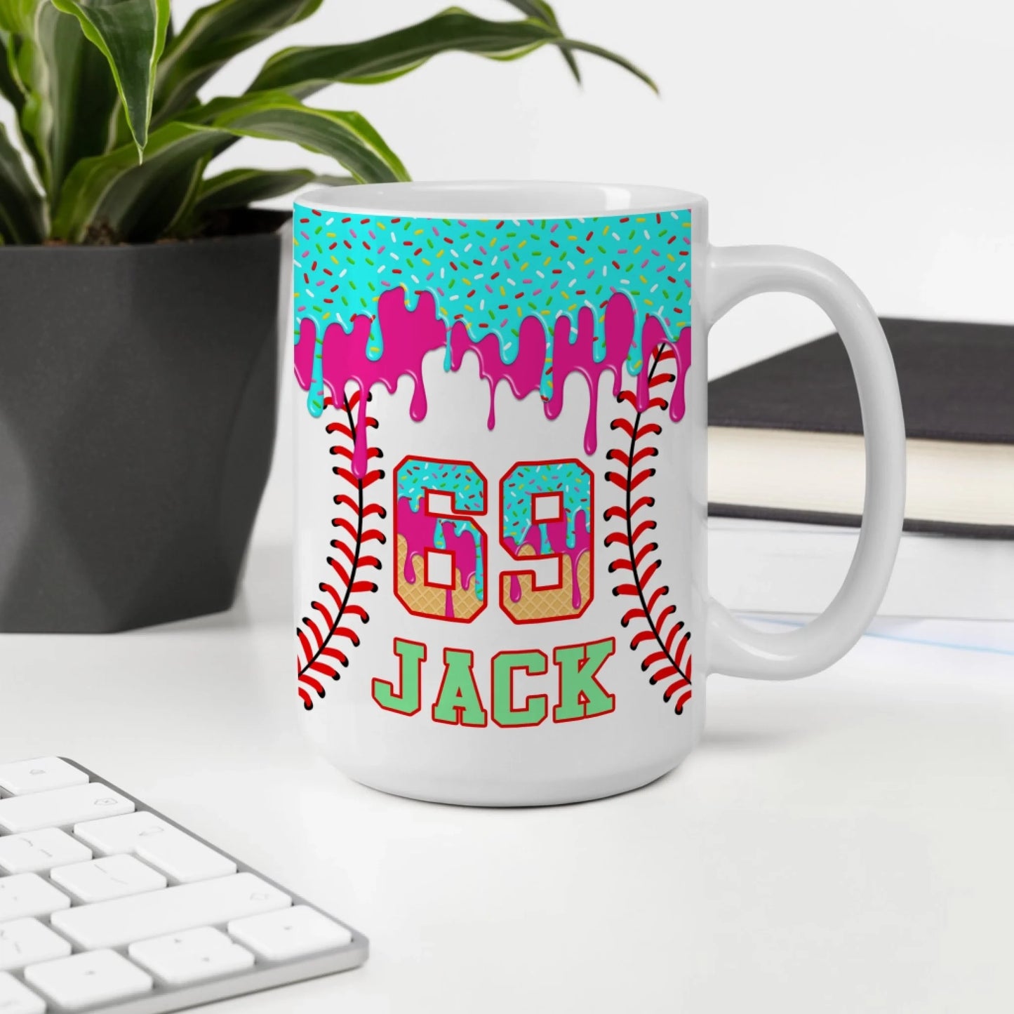 Personalized Baseball Drip Coffee Mug – Custom Ice Cream Drip Baseball Cup-69