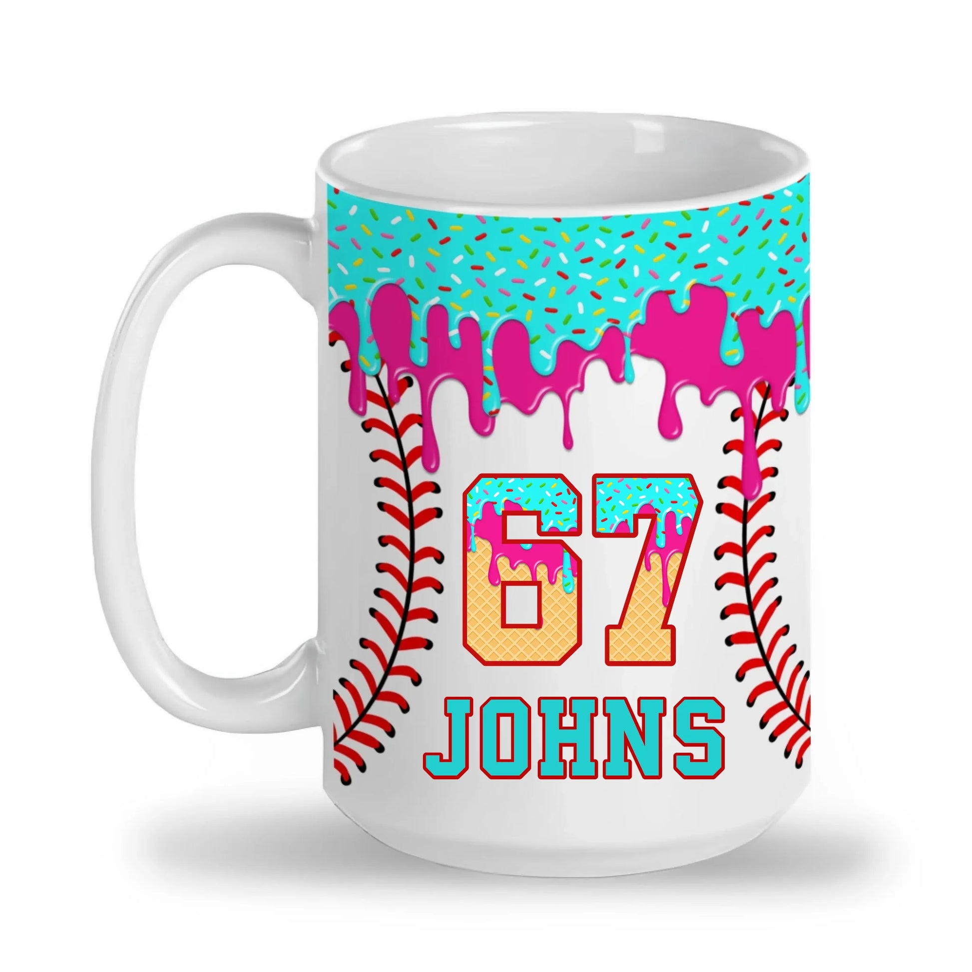 Personalized Baseball Drip Coffee Mug – Custom Ice Cream Drip Baseball Cup-15