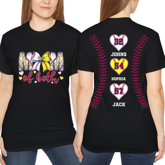 Mom Of Both Baseball And Softball T-Shirt – Personalized Baseball Softball Mom Shirt
