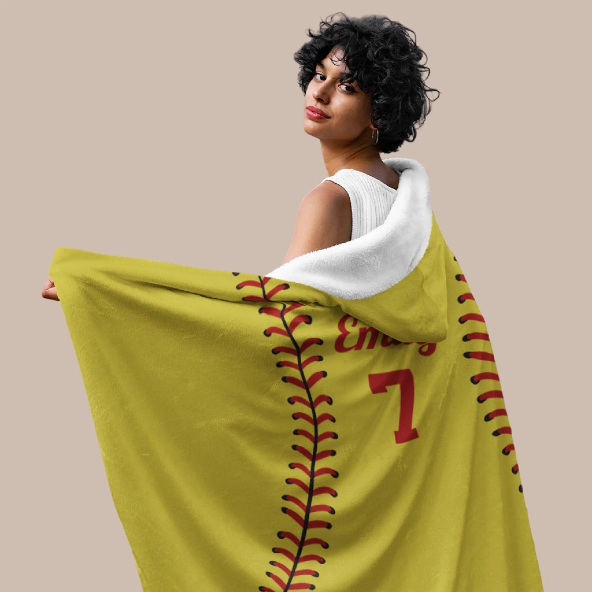 Personalized Softball Hooded Fleece Blanket – Custom Name Softball Hooded Blanket-1