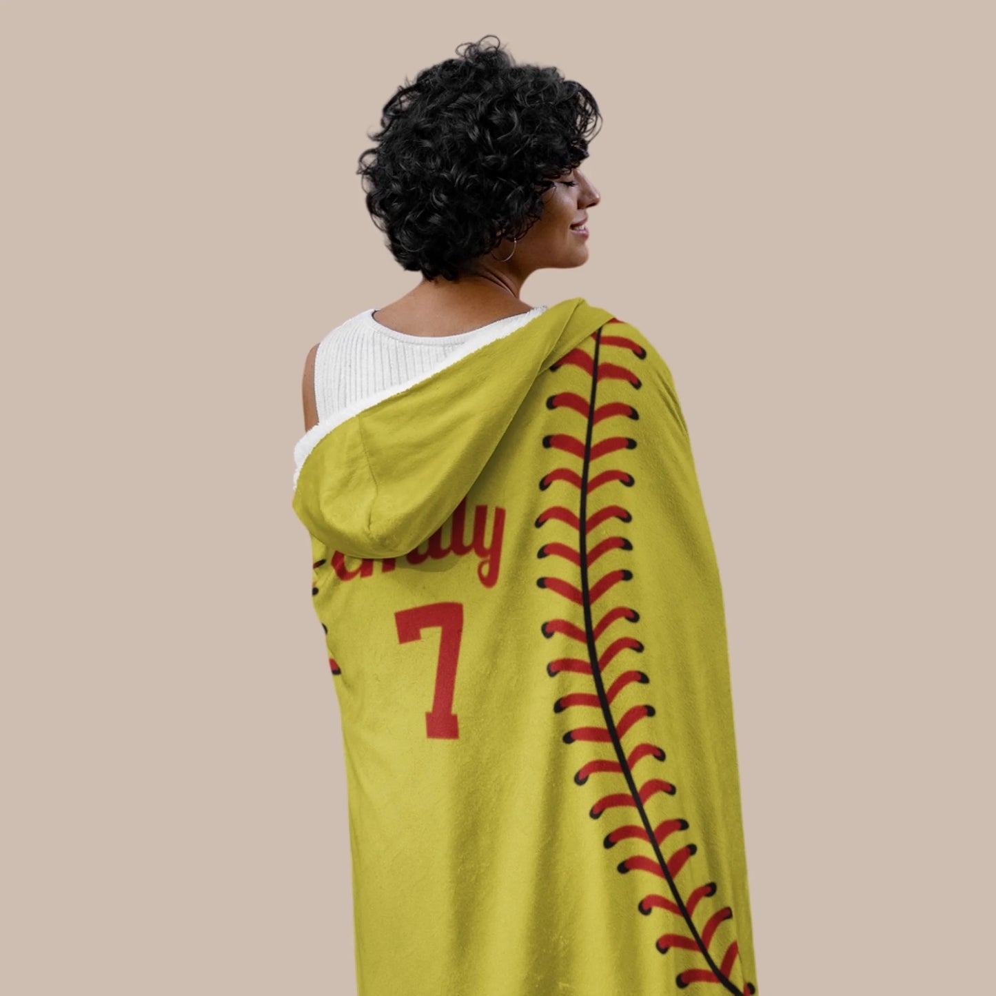 Personalized Softball Hooded Fleece Blanket – Custom Name Softball Hooded Blanket-55