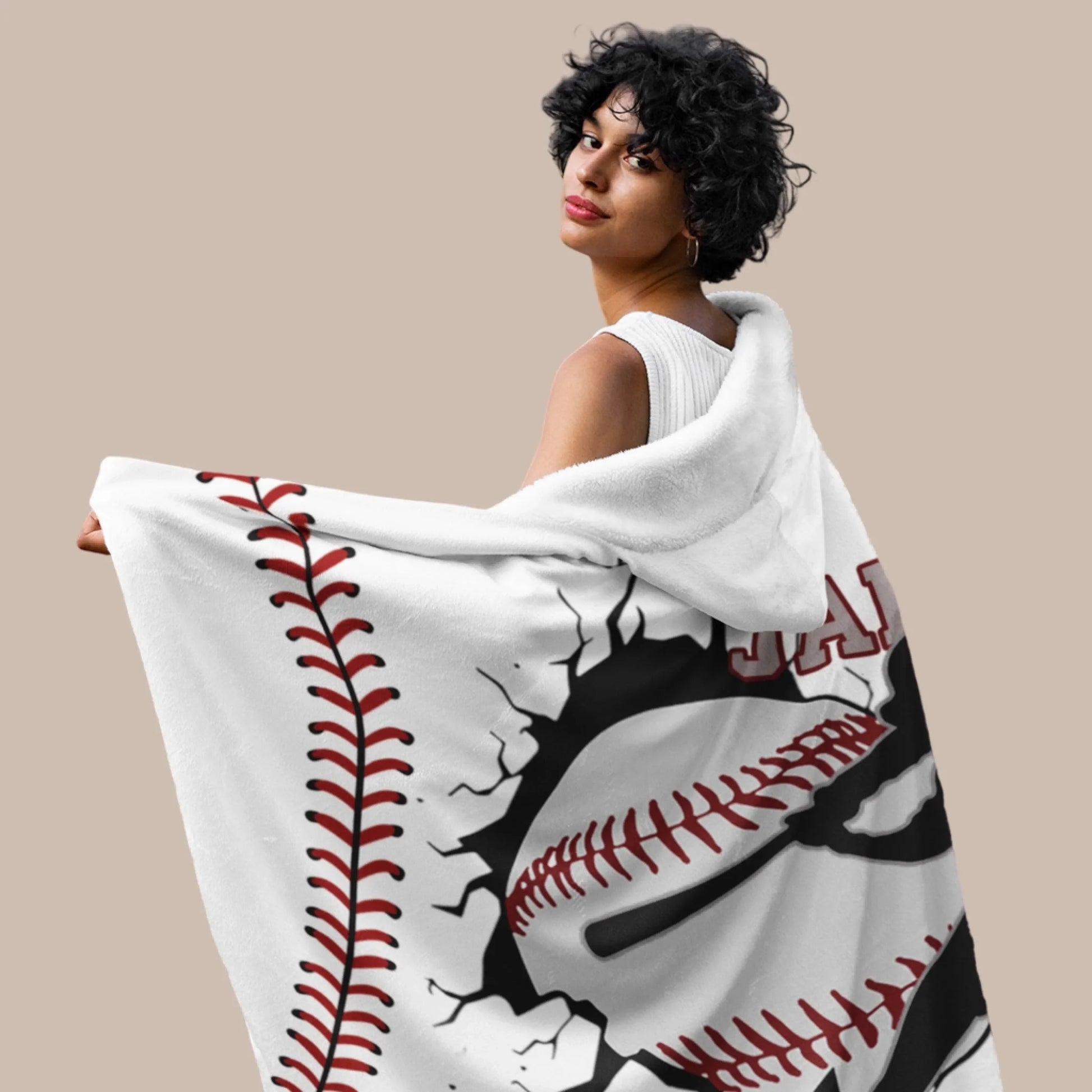 Personalized Baseball Hooded Blanket – Custom Baseball Hooded Blanket with Name & Number-566