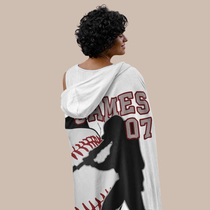 Personalized Baseball Hooded Blanket – Custom Baseball Hooded Blanket with Name & Number-11