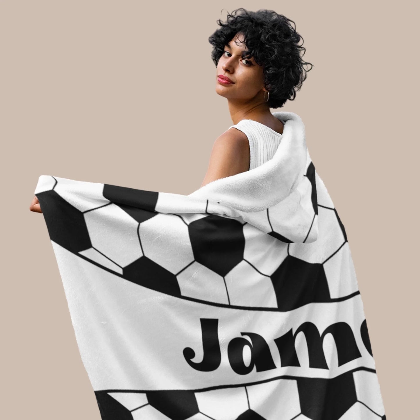 Personalized Soccer Hooded Fleece Blanket – Custom Name Soccer Blanket_