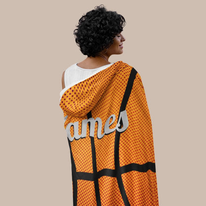 Personalized Basketball Hooded Fleece Blanket – Custom Name Basketball Blanket-1