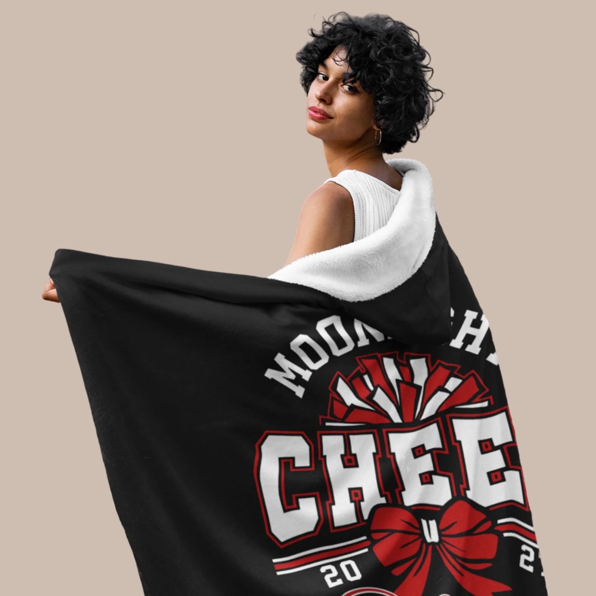 Personalized Cheer Team Hooded Blanket – Custom Name Senior Cheerleading Hooded Blanket_