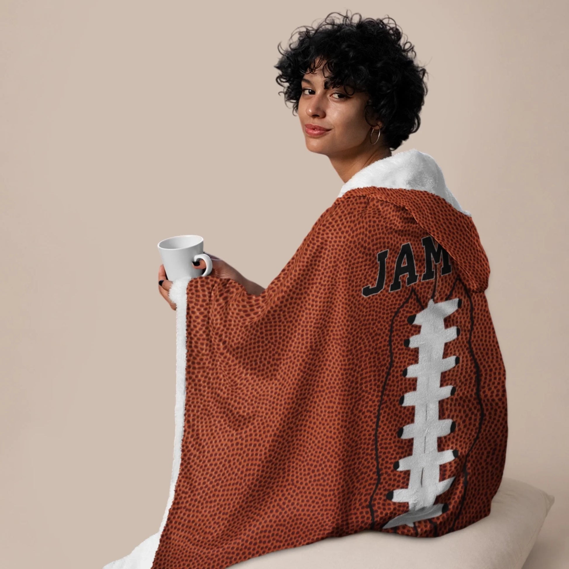 Personalized Football Hooded Blanket – Custom Name Football Hooded Blanket_