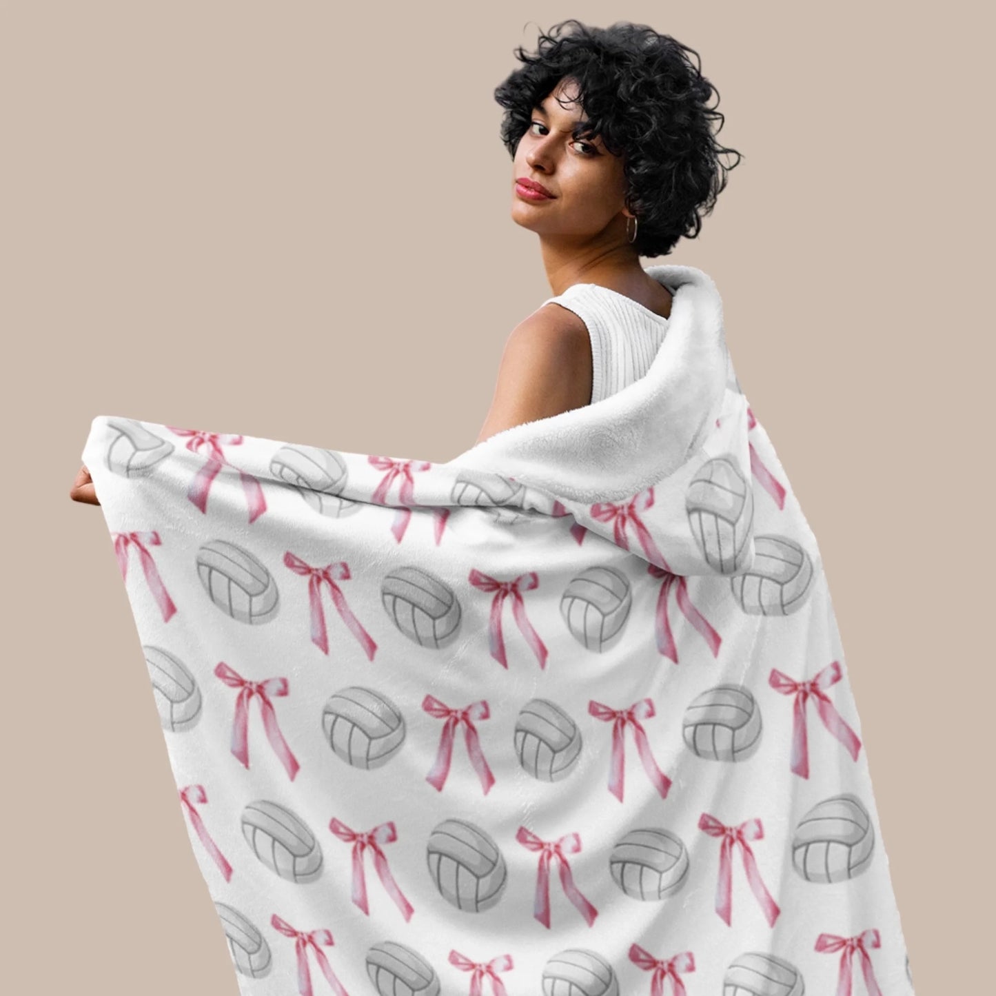 Personalized Volleyball Hooded Fleece Blanket-1