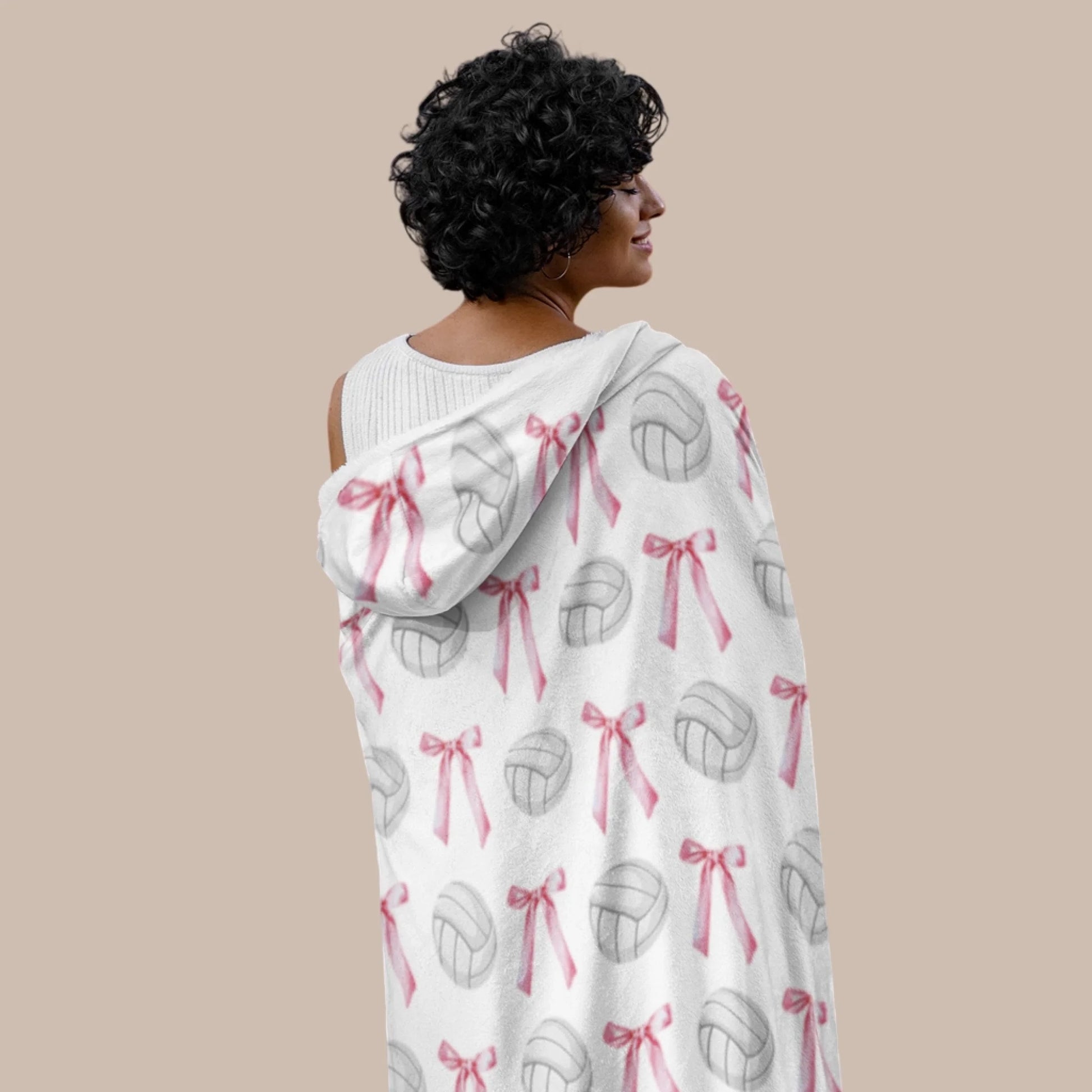 Personalized Volleyball Hooded Fleece Blanket-5665