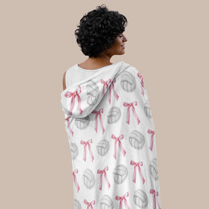 Personalized Volleyball Hooded Fleece Blanket-5665