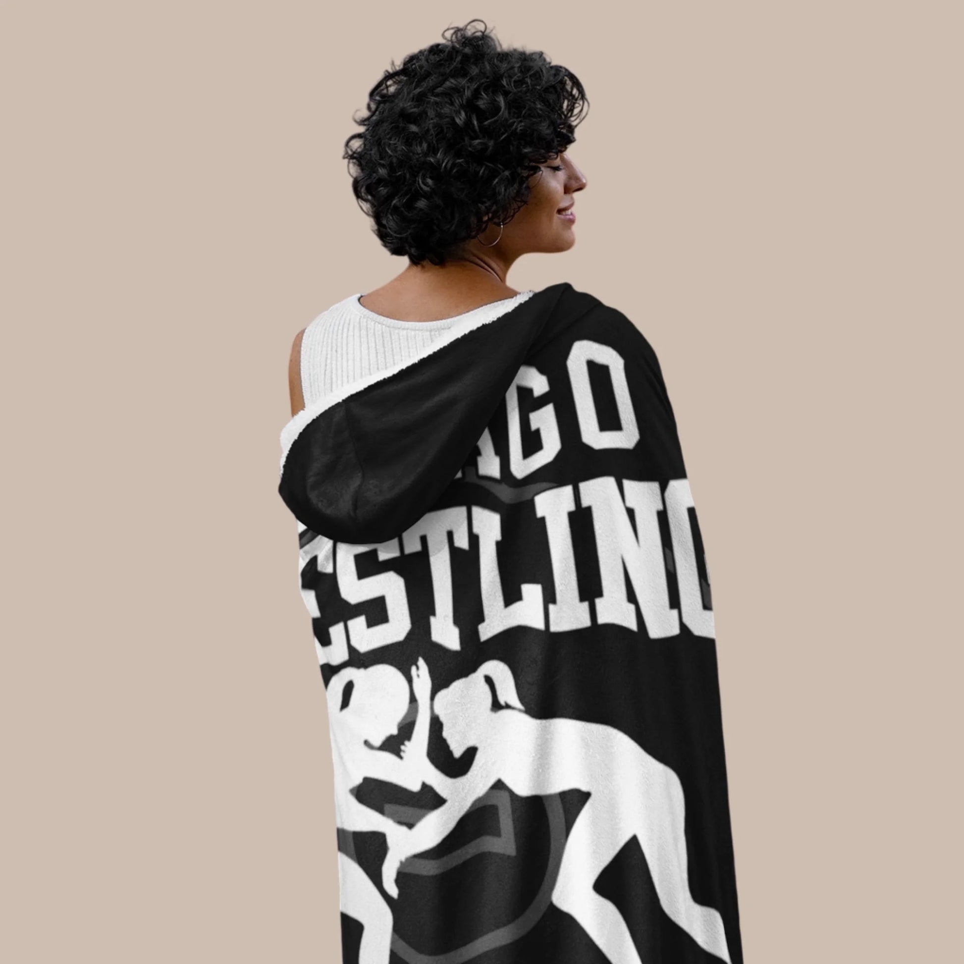 Personalized Female Wrestling Hooded Blanket – Custom Name Girl Wrestling Hooded Blanket-456