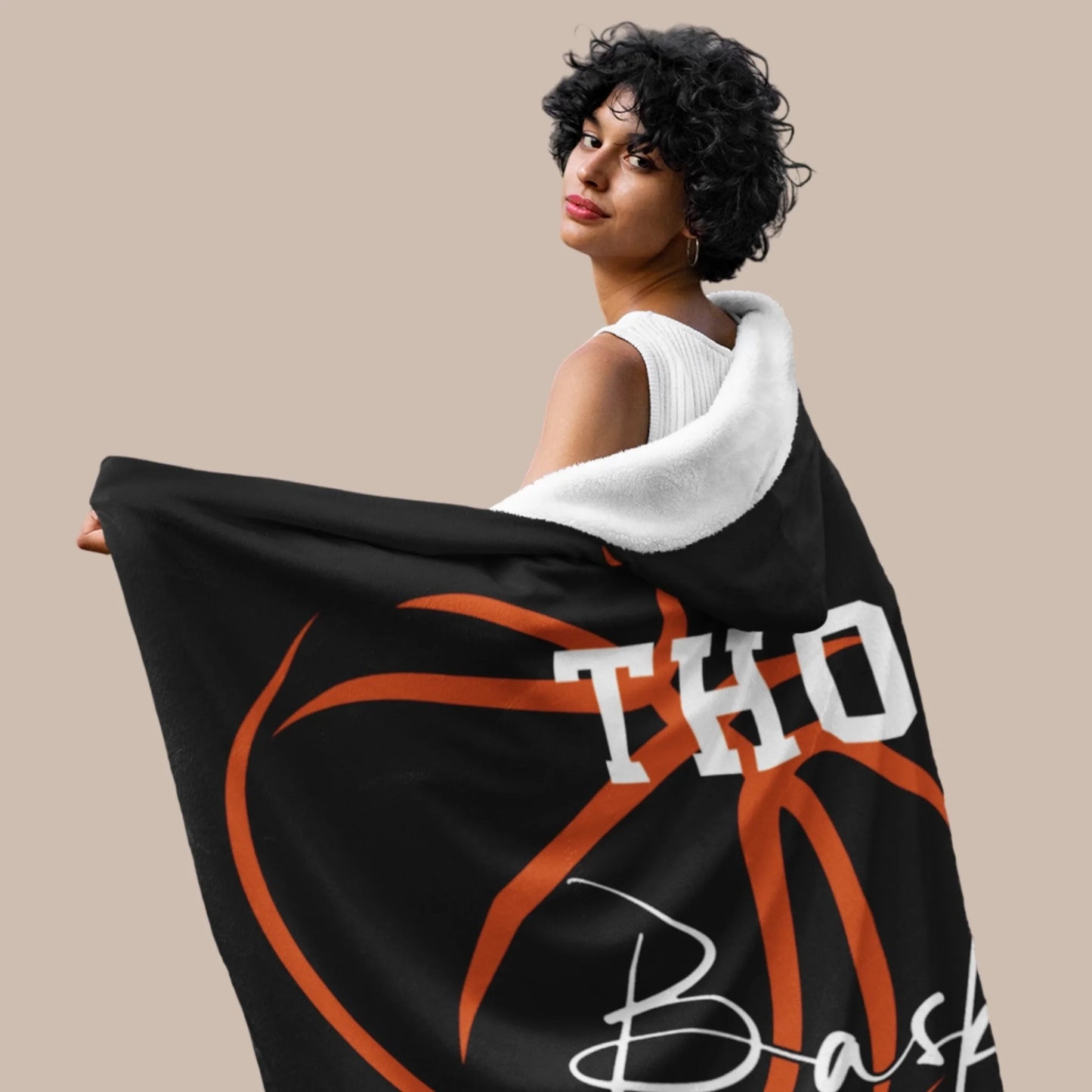 Personalized Basketball Hooded Blanket With Custom Name And Number_