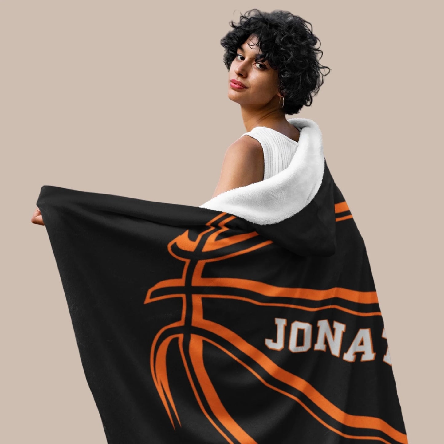 Personalized Basketball Hooded Blanket With Custom Name And Number_