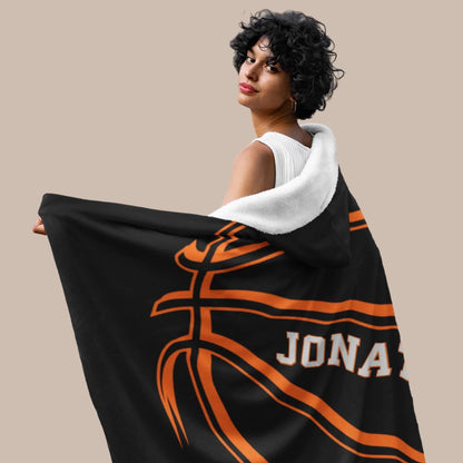 Personalized Basketball Hooded Blanket With Custom Name And Number_