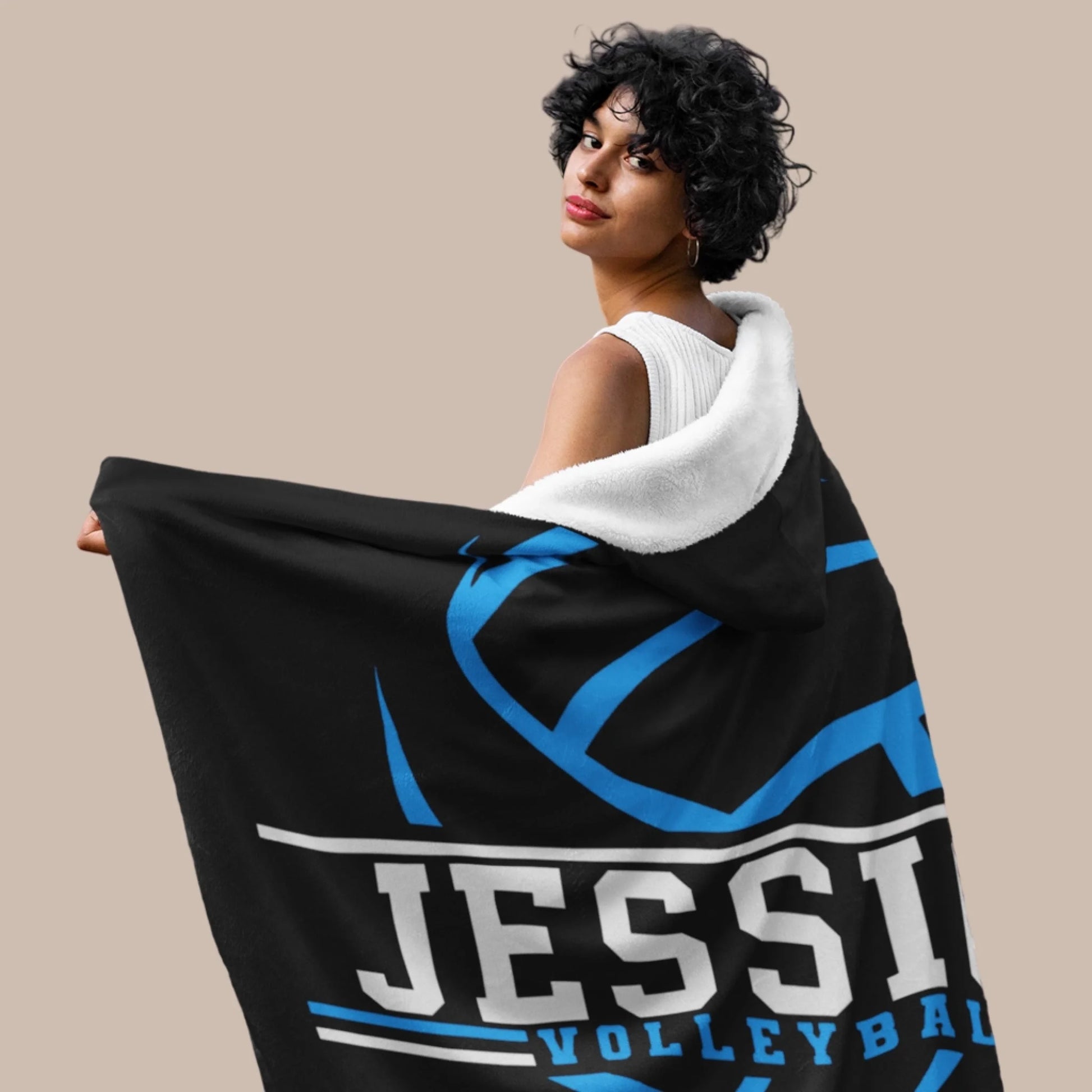 Personalized Basketball Hooded Blanket With Custom Name And Number_