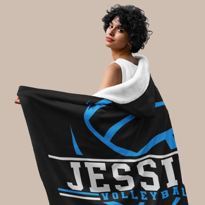 Personalized Basketball Hooded Blanket With Custom Name And Number_