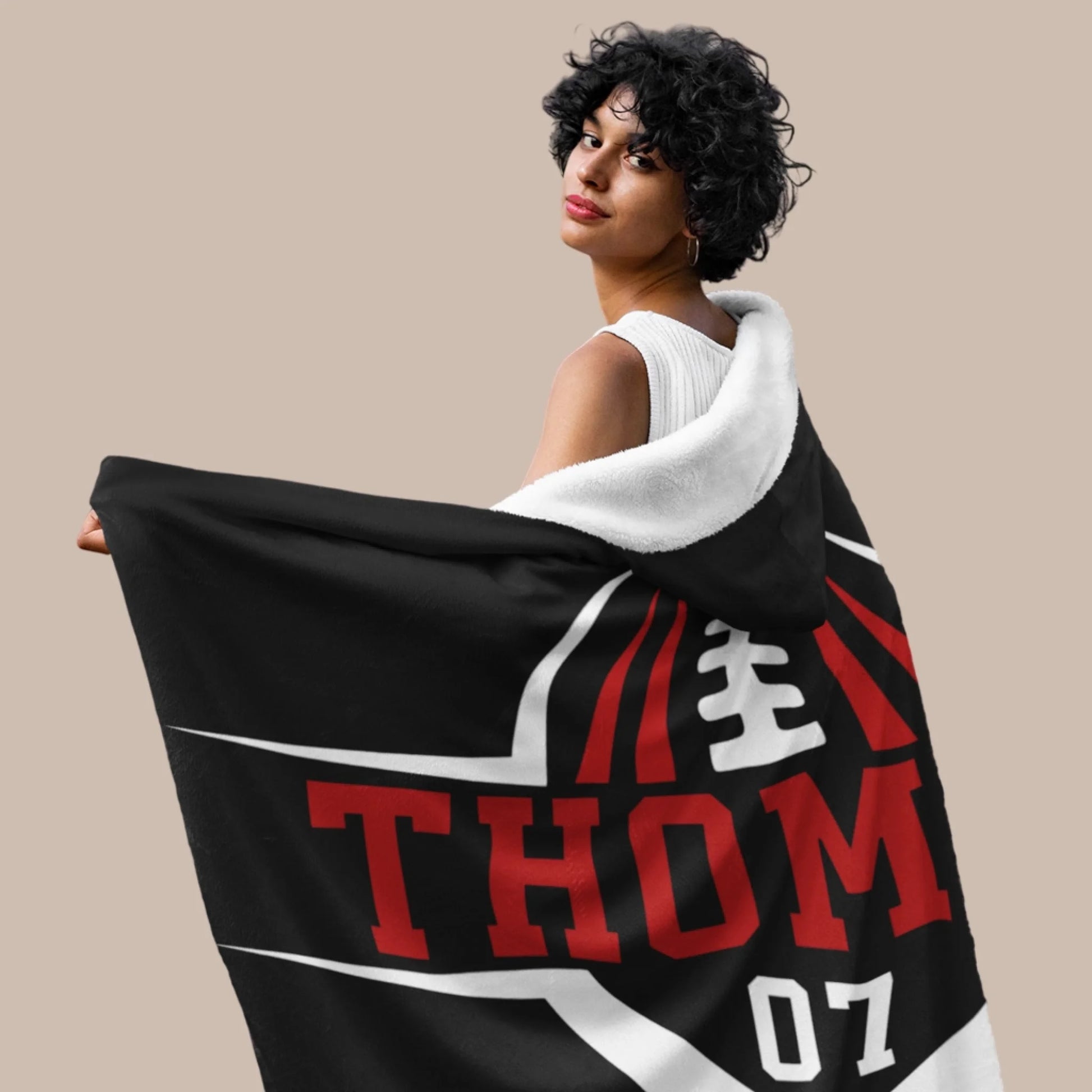 Personalized Basketball Hooded Blanket With Custom Name And Number_