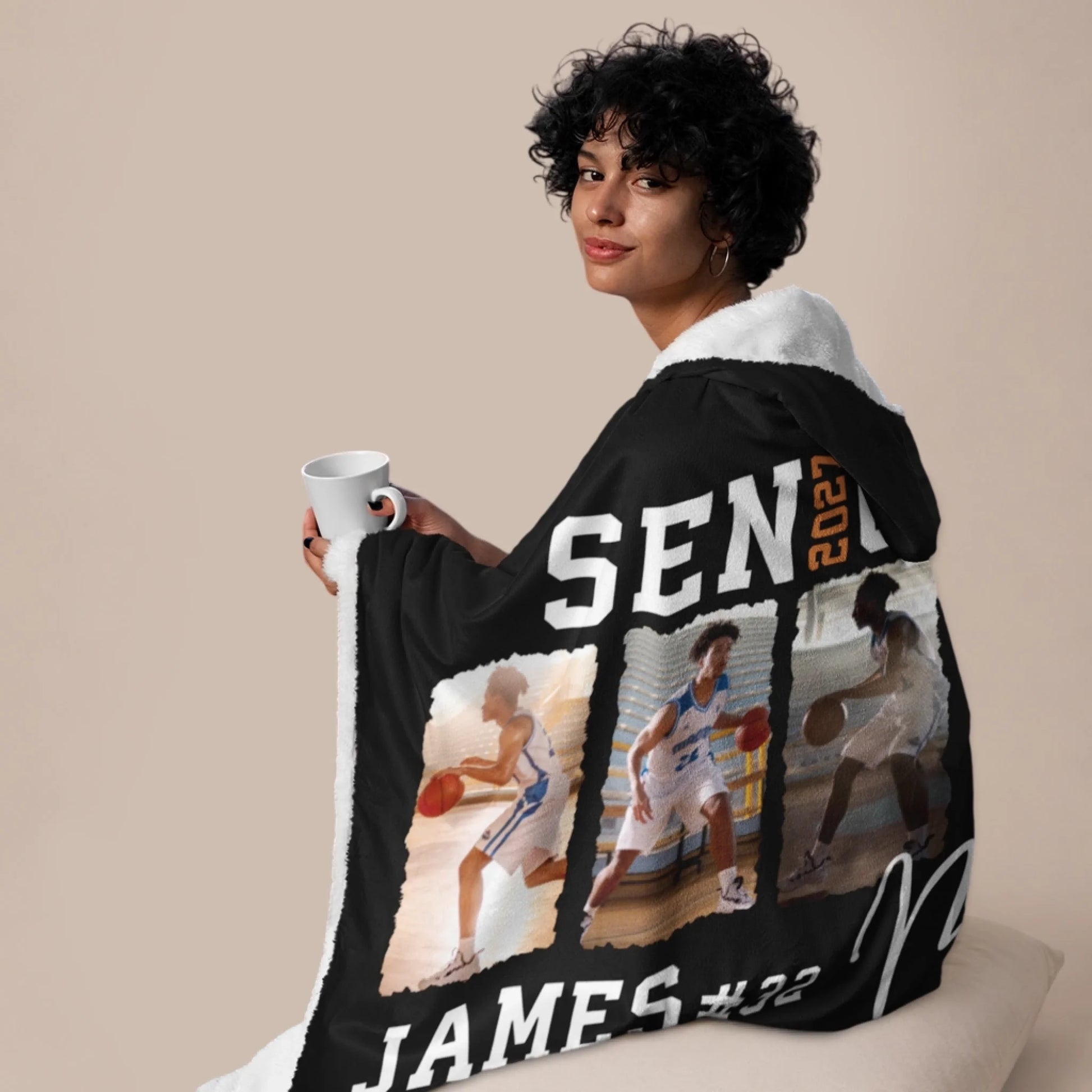 Personalized Basketball Hooded Blanket With Custom Name And Number-455