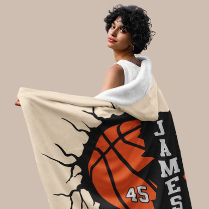 Personalized Basketball Hooded Blanket With Custom Name And Number_