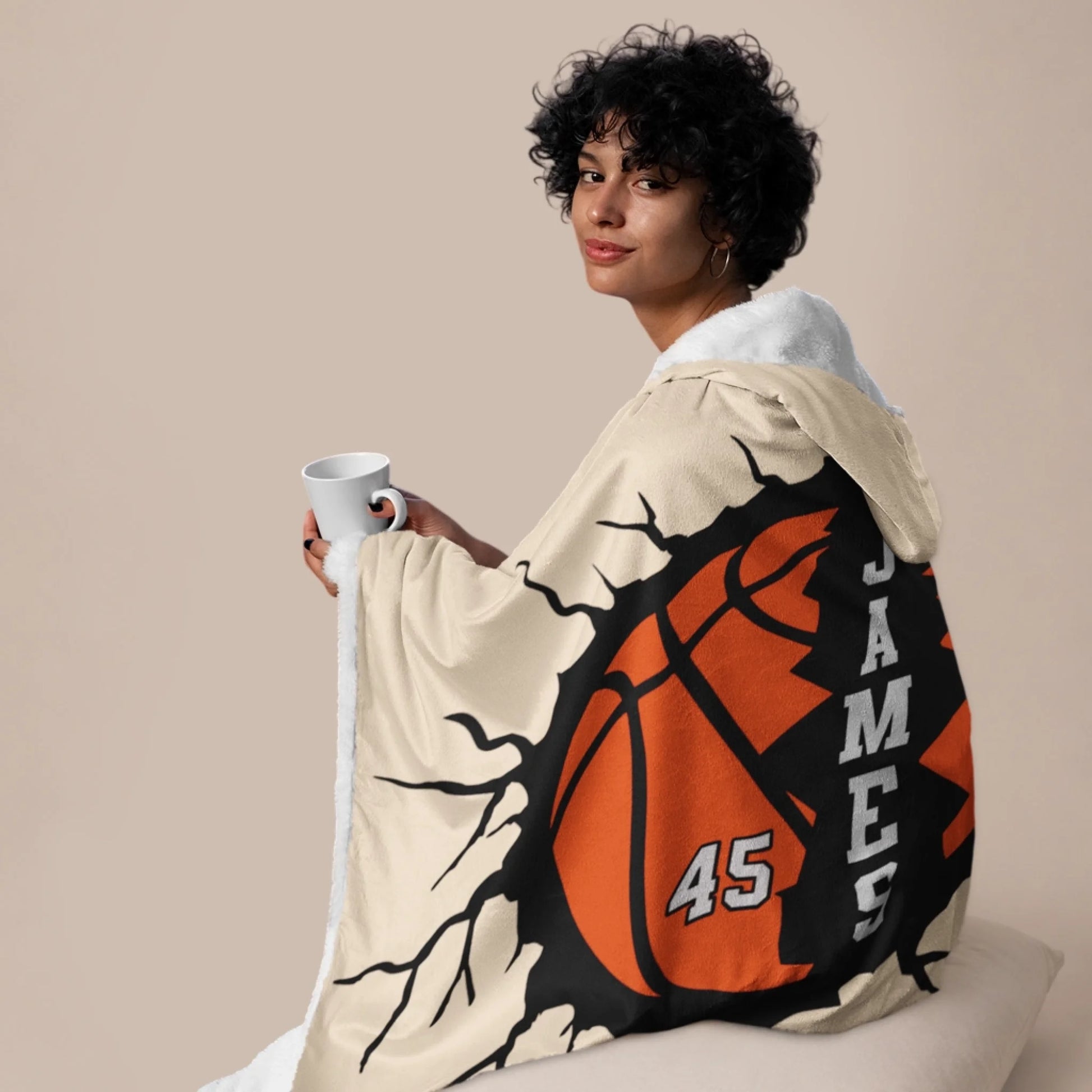 Personalized Basketball Hooded Blanket With Custom Name And Number-455