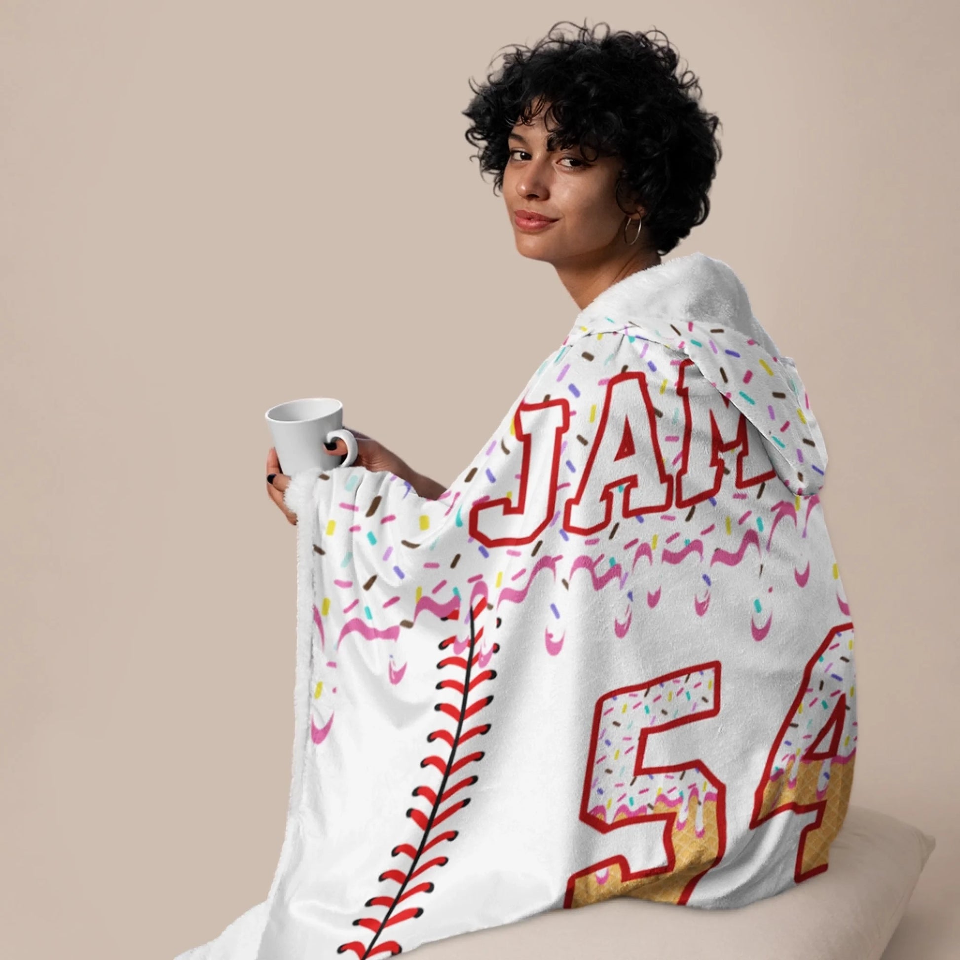Personalized Basketball Hooded Blanket With Custom Name And Number-455