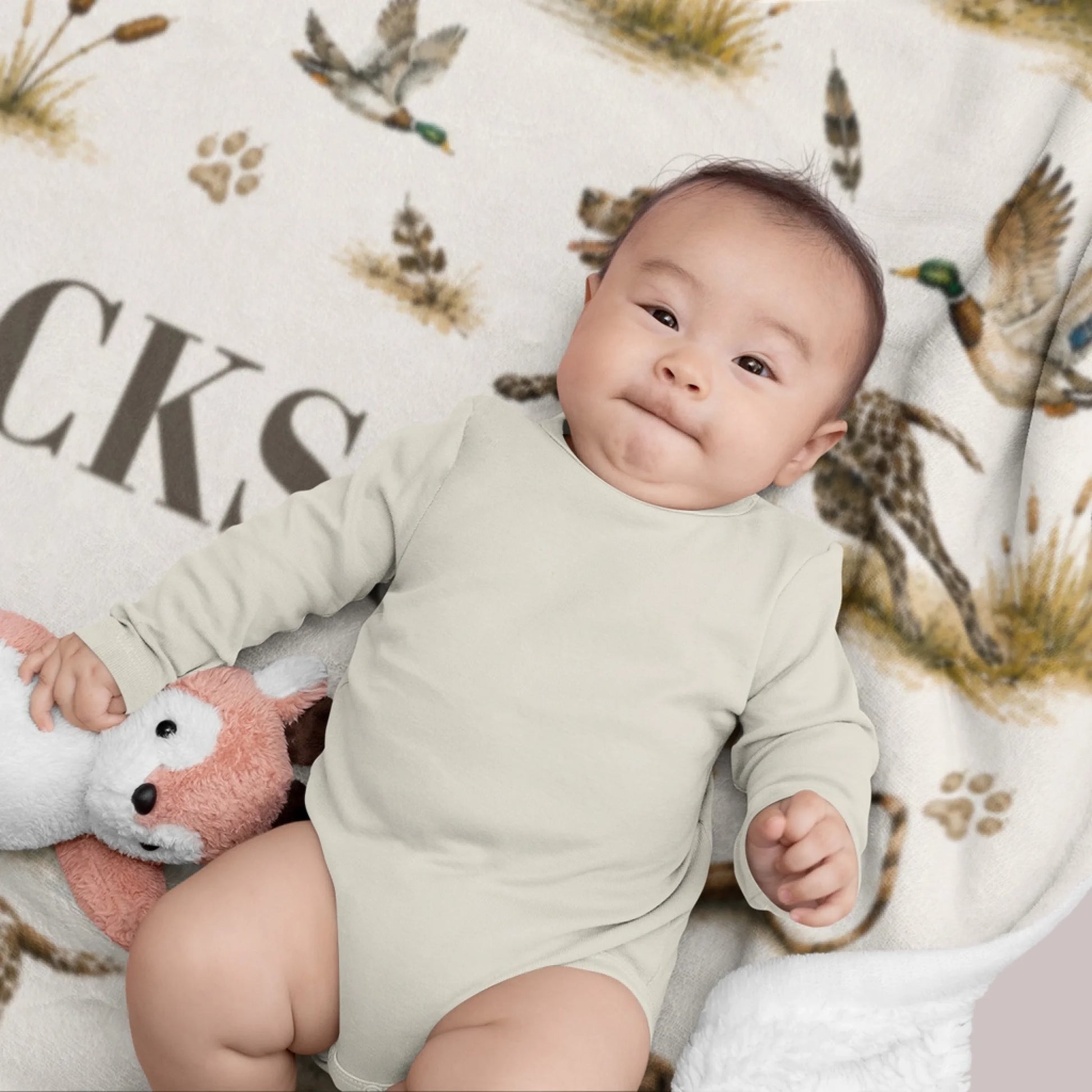 Personalized Woodland Animal Baby Blanket with Custom Name-11