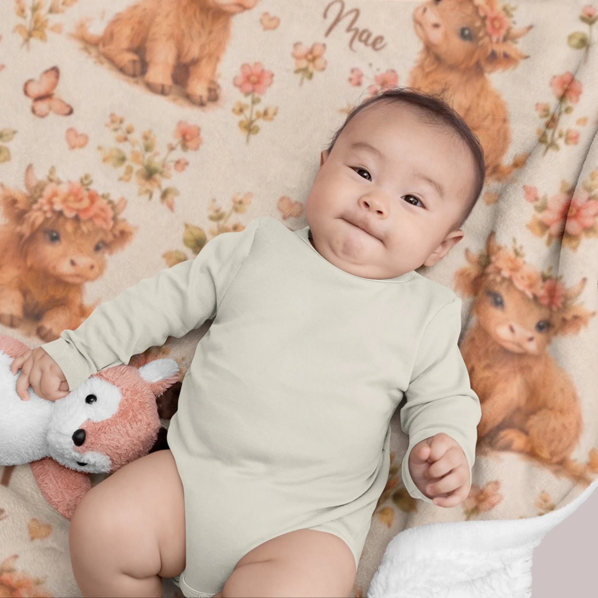 Personalized Woodland Animal Baby Blanket with Custom Name-11