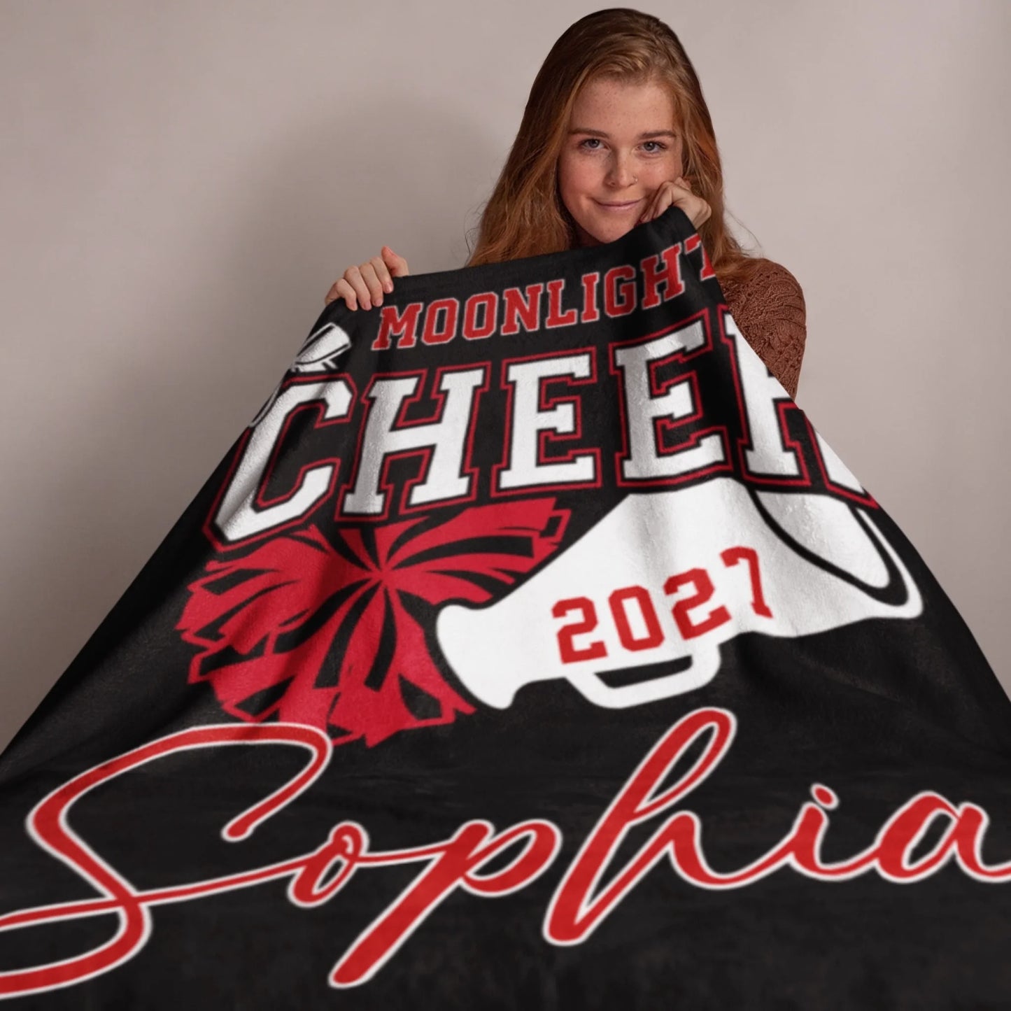 Personalized Cheer Team Blanket – Custom Name Senior Cheerleading Blanket_