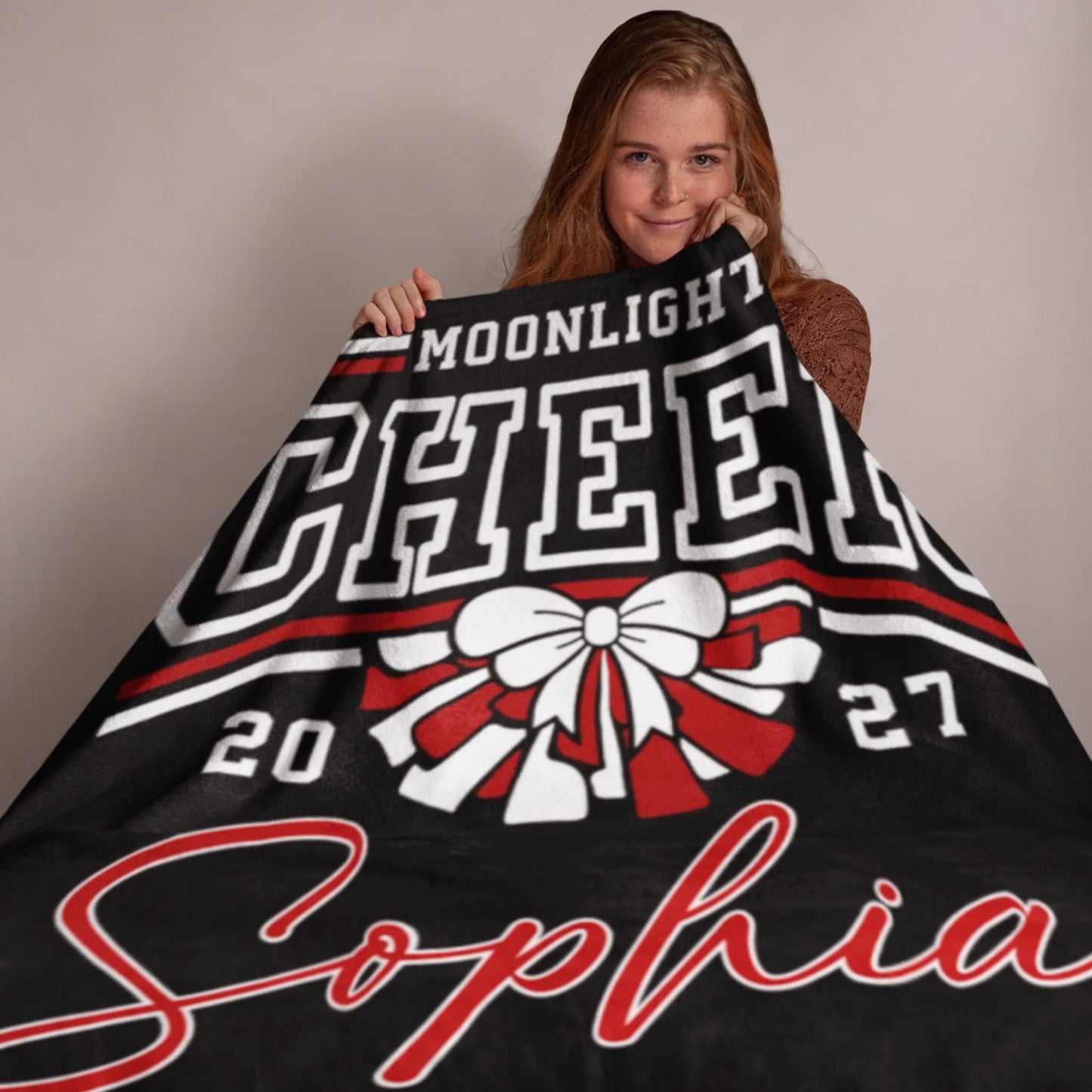 Personalized Cheer Team Blanket – Custom Name Senior Cheerleading Blanket_