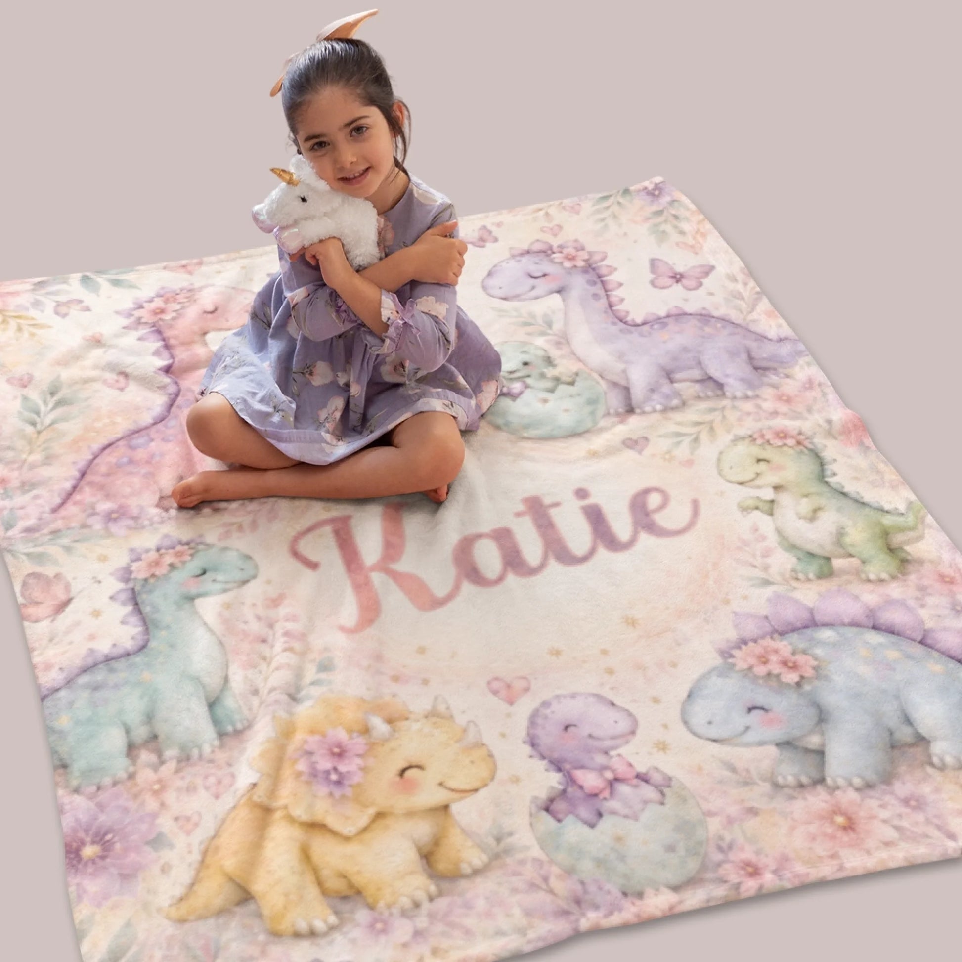 Personalized Dinosaur Map Fleece Blanket for Kids-66