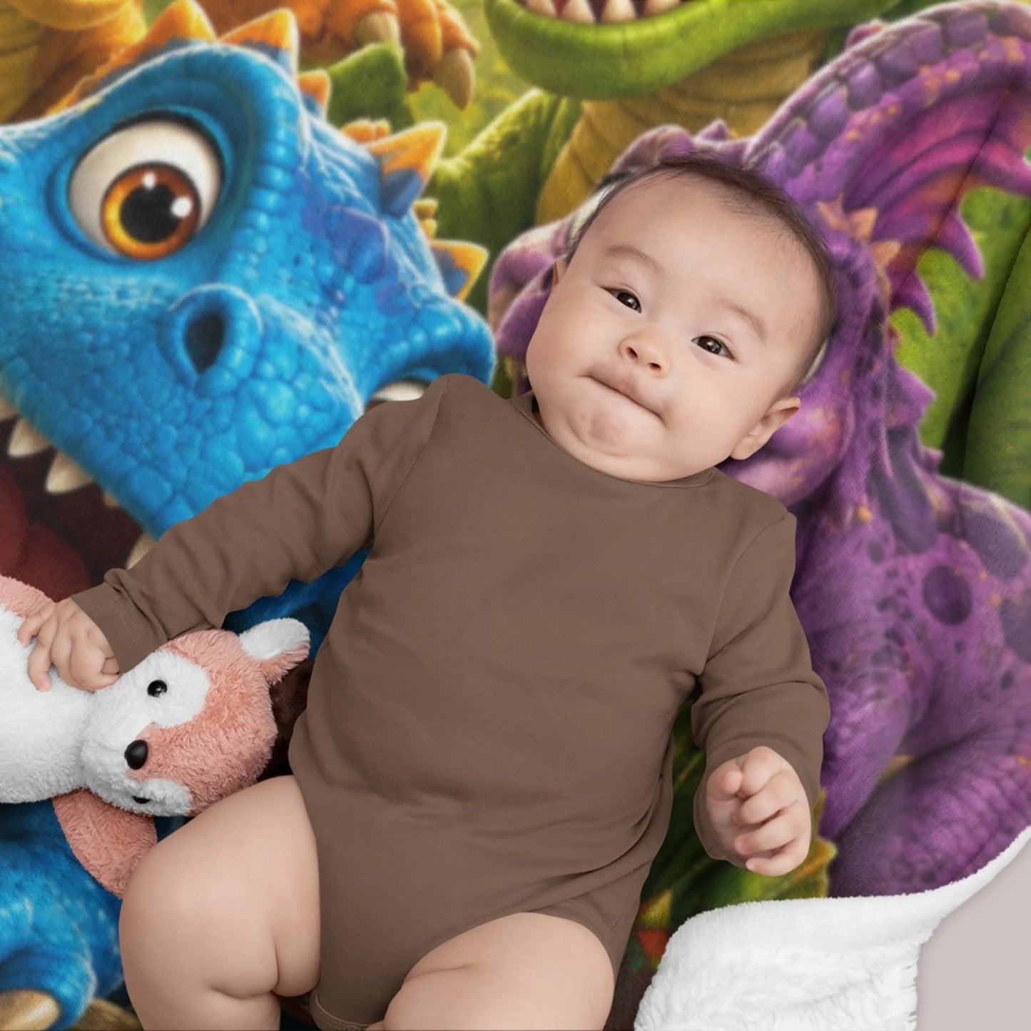 Personalized Dinosaur Fleece Blanket for Kids-1