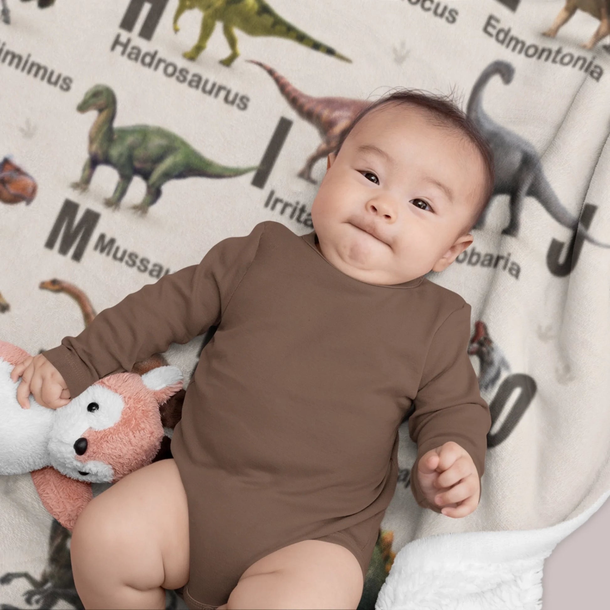 Personalized Dinosaur Alphabet Fleece Blanket for Kids-33