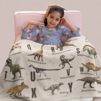 Personalized Dinosaur Alphabet Fleece Blanket for Kids-77
