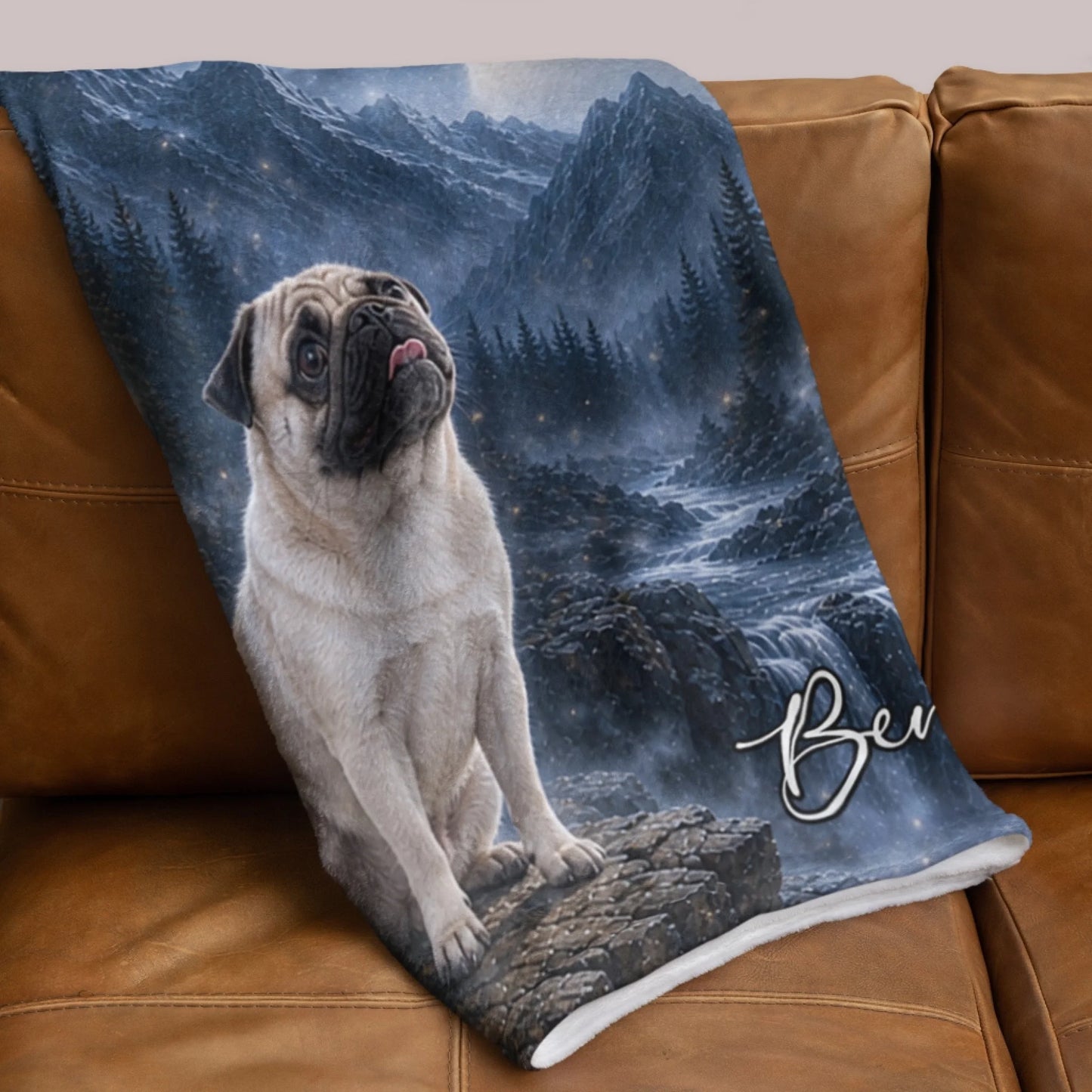 Personalized Mama Bear Flower Fleece Blanket-44