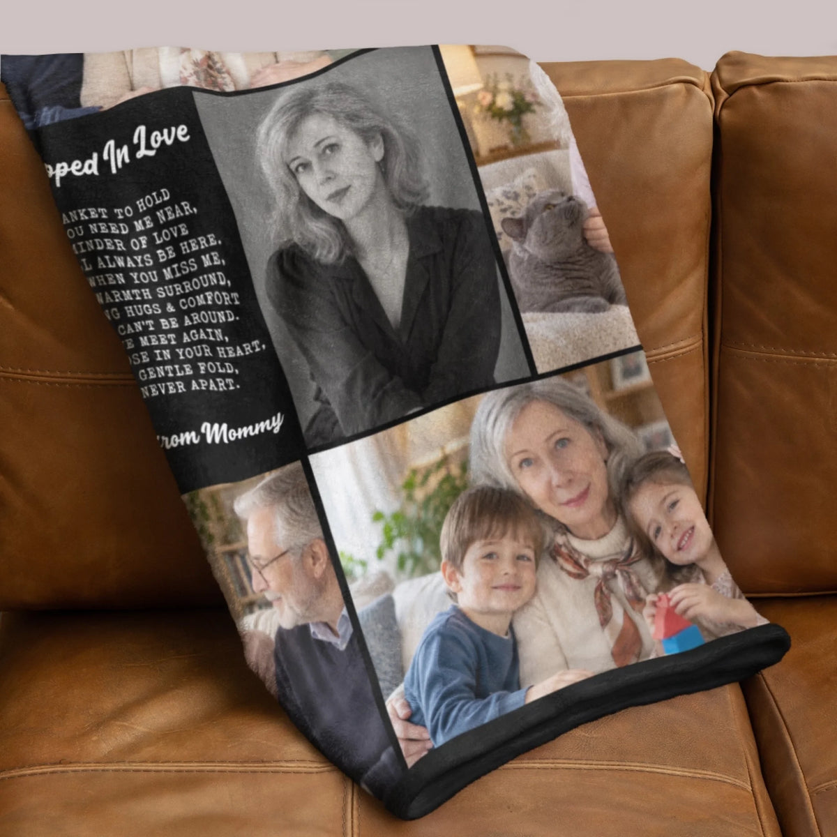 Personalized Mama Bear Flower Fleece Blanket-44
