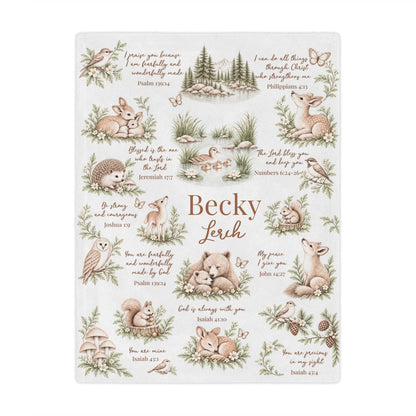 Personalized Bible Verse & Forest Animal Nursery Blanket