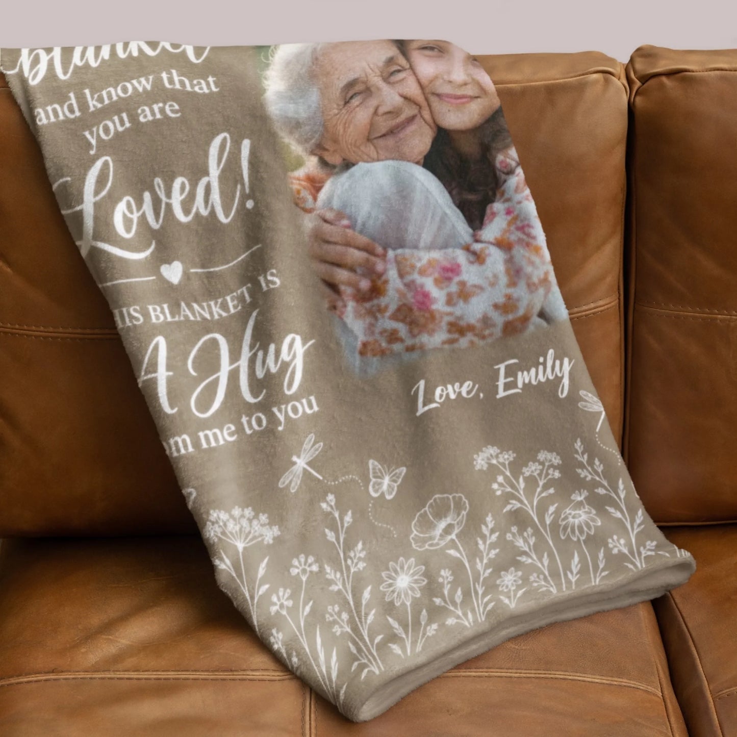 Personalized Mama Bear Flower Fleece Blanket-44