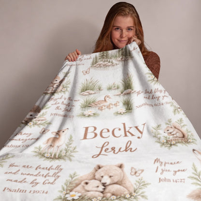 personalized-woodland-bible-verse-baby-blanket-size-display