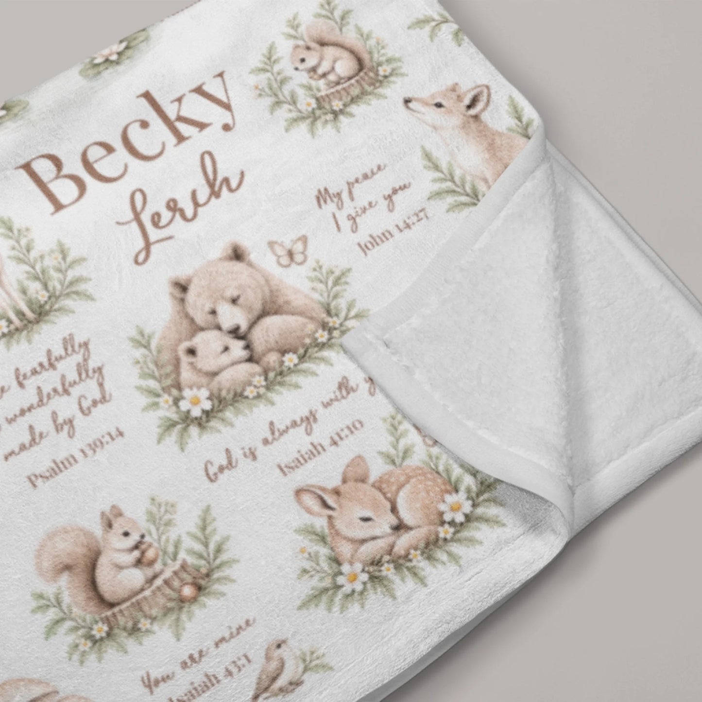 personalized-woodland-bible-verse-baby-blanket-folded