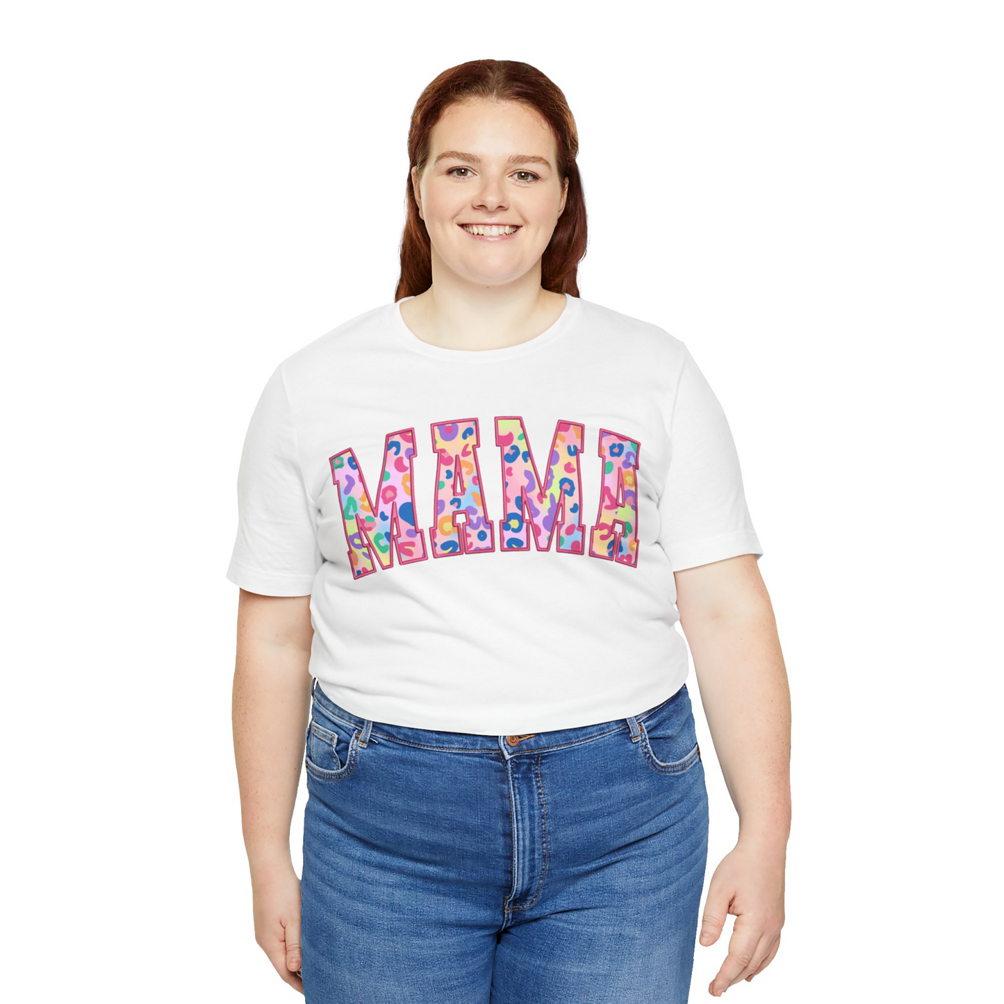 Mama Embroidered Leopard Print T-Shirt