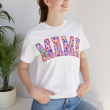 Mama Embroidered Leopard Print T-Shirt