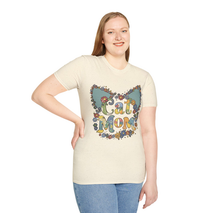 Retro Flowers Cat Mom T-Shirt