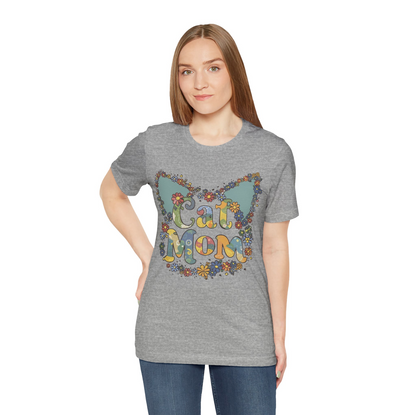 Retro Flowers Cat Mom T-Shirt