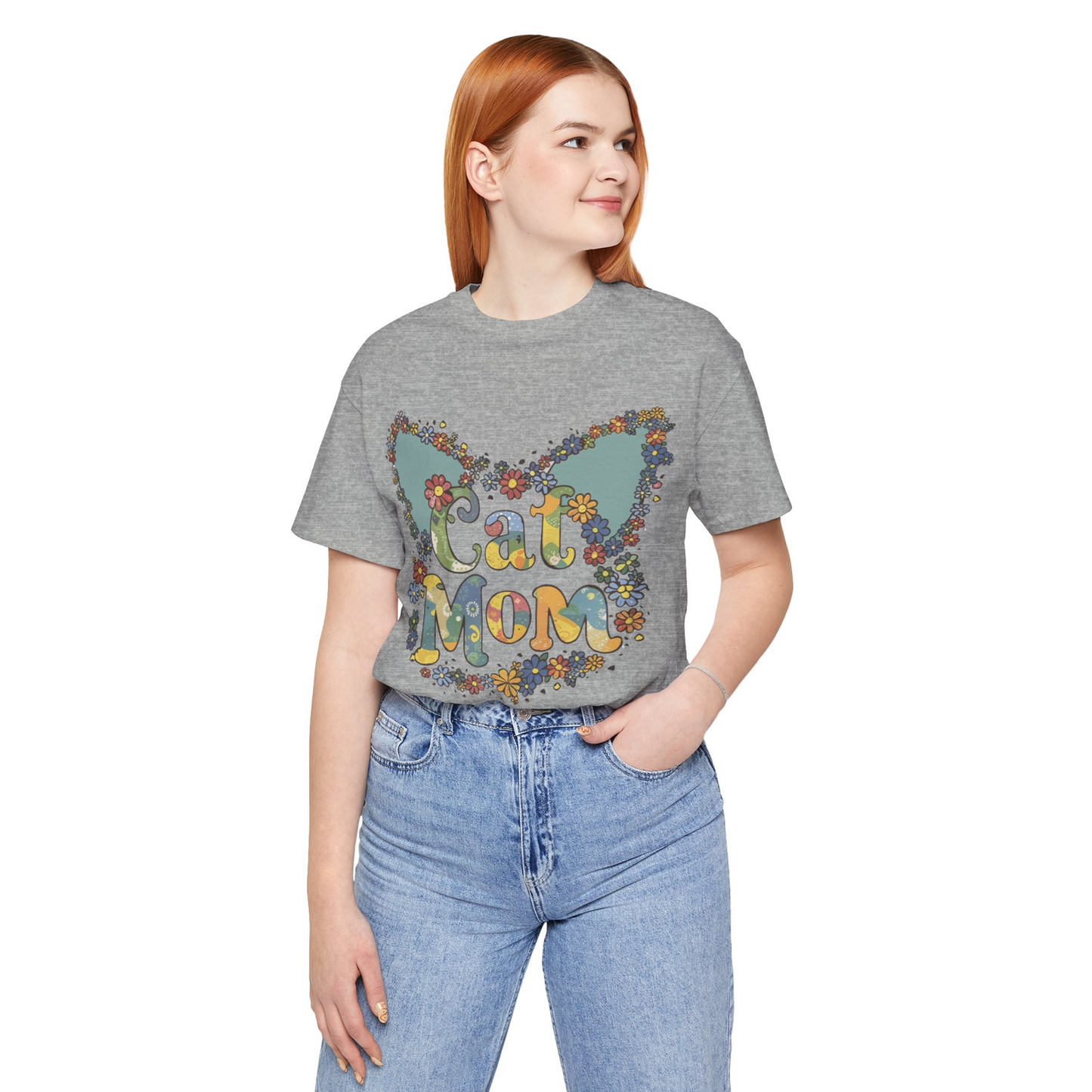 Retro Flowers Cat Mom T-Shirt