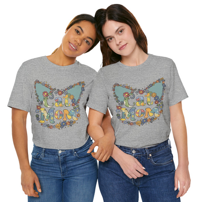 Retro Flowers Cat Mom T-Shirt