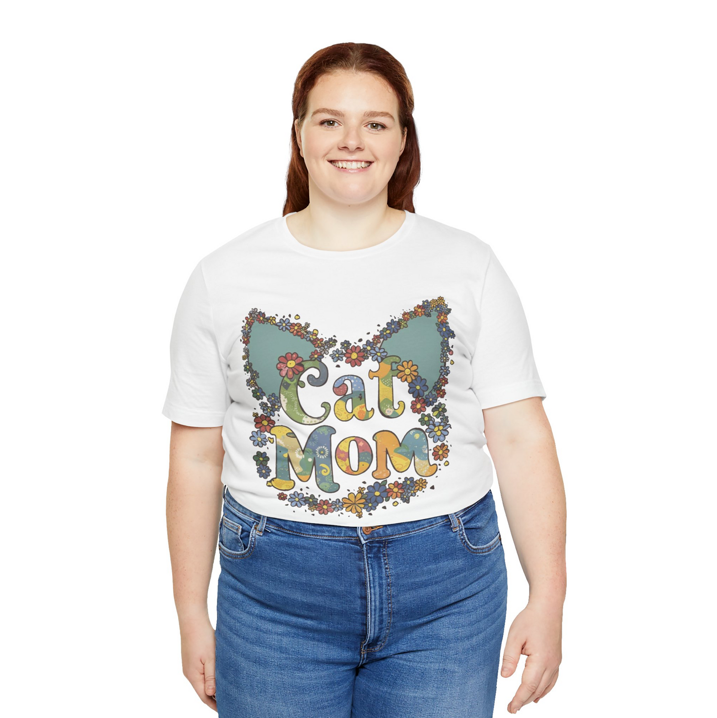 Retro Flowers Cat Mom T-Shirt